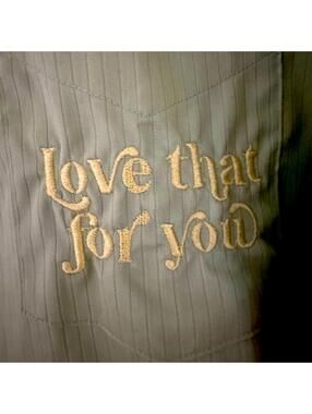 Arrow long sleeved button down shirt satin green twill “I love that for you” XL